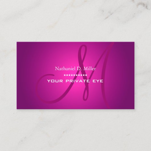 Glühendes Magenta Monogramm Visitenkarte (Vorderseite)