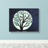 Glühendes Mondlicht mit alten Bäumen und Krähen Leinwanddruck (Insitu (Holzboden))