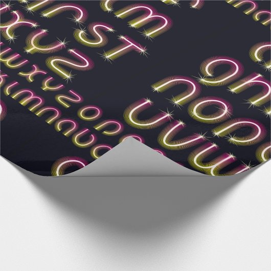 Glühendes Neon Schriftart Wrapping Paper Geschenkpapier