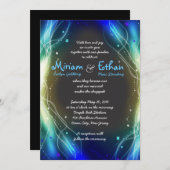 Glühendes Neon spielt jüdische Hochzeits-Einladung Einladung (Vorne/Hinten)