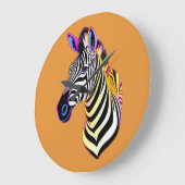 Glühendes Neon-Zebra Große Wanduhr (Winkel)
