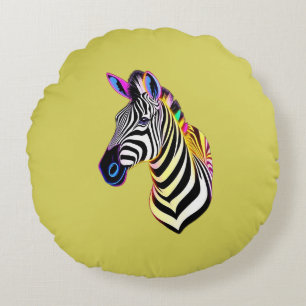 Glühendes Neon-Zebra Rundes Kissen
