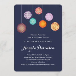 Glühendes Papier Lampen Geburtstag Mitternacht Bla Einladung