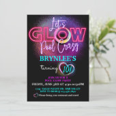 Glühendes Party, Pool-Party, Neones Party Einladung (Stehend Vorderseite)