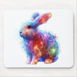 Glühendes Prismenkaninchen - Ätherisches Neon Ligh Mousepad