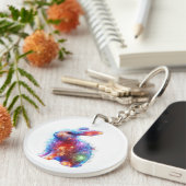 Glühendes Prismenkaninchen - Ätherisches Neon Ligh Schlüsselanhänger (Vorderseite rechts)