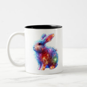 Glühendes Prismenkaninchen - Ätherisches Neon Ligh Zweifarbige Tasse