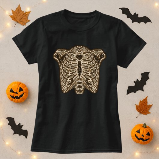 Glühendes Ribcage Skeleton Halloween T-Shirt