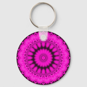 Glühendes rosa Fraktal-Kaleidoskop Schlüsselanhänger