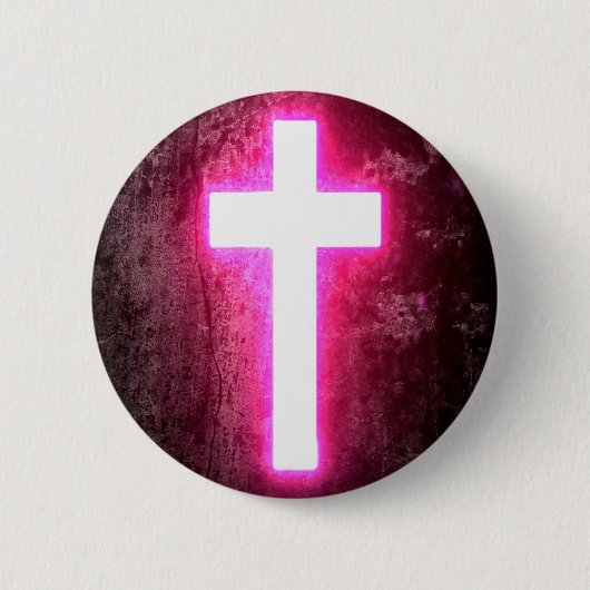 Glühendes rosa Kreuz schön Button (Vorderseite)