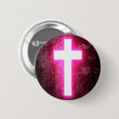 Glühendes rosa Kreuz schön Button (Vorne & Hinten)