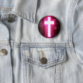 Glühendes rosa Kreuz schön Button (Beispiel)