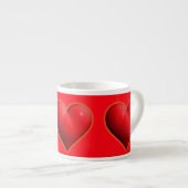 Glühendes rotes 3-D-Herz Espressotasse (Vorderseite Rechts)