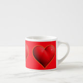 Glühendes rotes 3-D-Herz Espressotasse (Rechts)