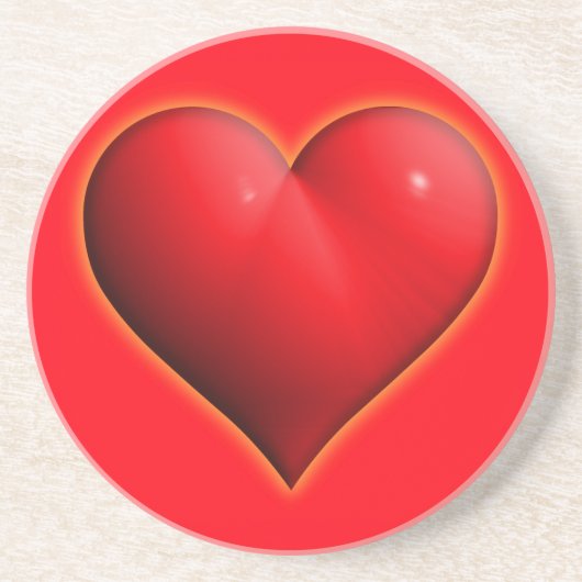 Glühendes rotes 3-D-Herz Getränkeuntersetzer (Vorne)