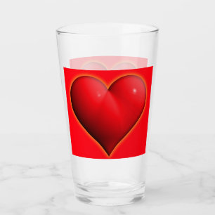 Glühendes rotes 3-D-Herz Glas