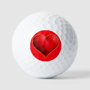 Glühendes rotes 3-D-Herz Golfball