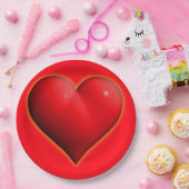 Glühendes rotes 3-D-Herz Pappteller (Party)