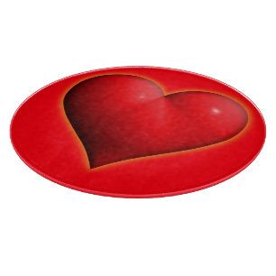Glühendes rotes 3-D-Herz Schneidebrett