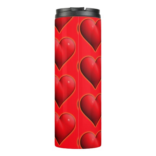 Glühendes rotes 3-D-Herz Thermosbecher (Rückseite)
