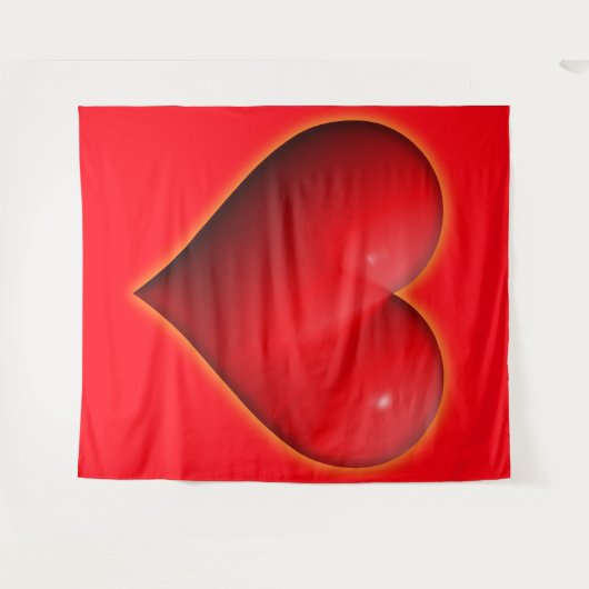 Glühendes rotes 3-D-Herz Wandteppich (Vorderseite (Horizontal))