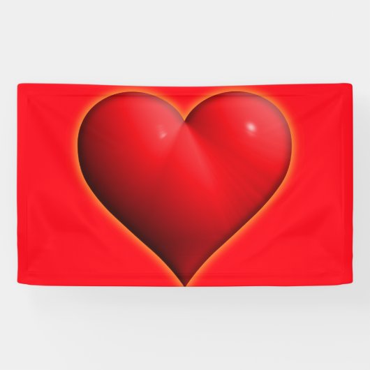 Glühendes rotes 3D-Herz Banner (Horizontal)