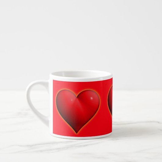 Glühendes rotes 3D-Herz Espressotasse (Links)