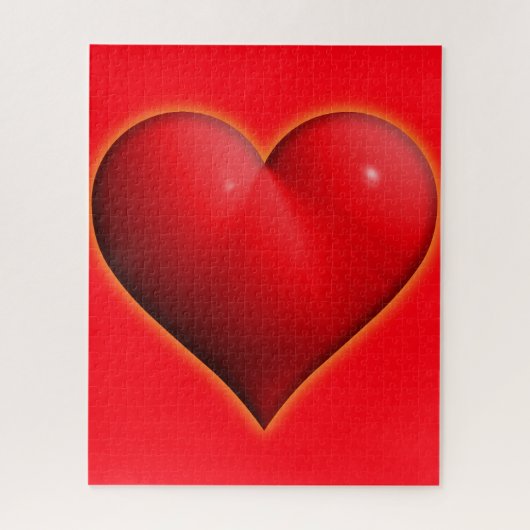 Glühendes rotes 3D-Herz Puzzle (Vertikal)