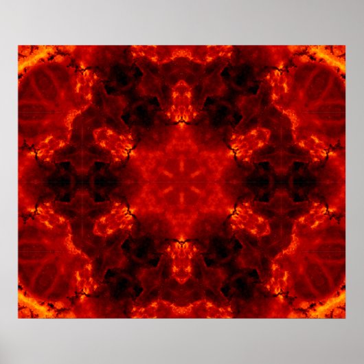 Glühendes Snowflake Orange Gradient Kaleidoskop Poster (Vorne)
