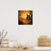 Glühendes Spuk Herrenhaus Halloween Poster (Küche)