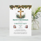 Glühkreuz | Christliche Weihnachten Einladung (Stehend Vorderseite)