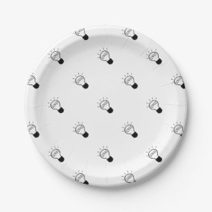 Glühlampe in Schwarzweiss Pappteller