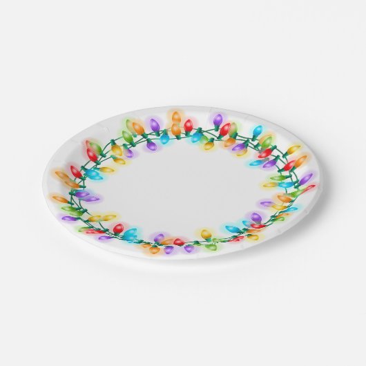 Glühlampe-Kranz Pappteller (Schrägansicht)