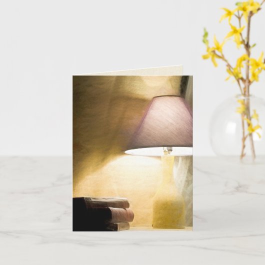 Glühlampe mit alten Büchern Impressionismus Karte (Gelbe Blume)