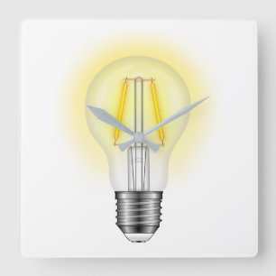 Glühlampe Quadratische Wanduhr