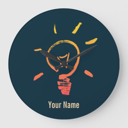 Glühlampe Retrolampe intelligenter Elektriker Große Wanduhr (Vorderseite)