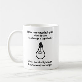 Glühlampen-Spaßwitz wievieler Psychologen Kaffeetasse