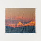 Glühorange Wintergebirge Wandteppich (Vorderseite (Horizontal))