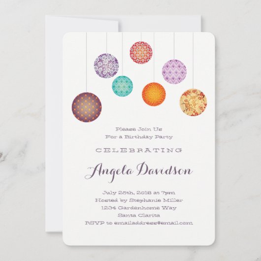 Glühpapier-Lampen Birthday Plum Einladung (Vorderseite)