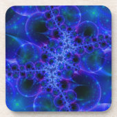 Glühstars | Fraktal in Blau und Weiß Getränkeuntersetzer (Vorderseite)