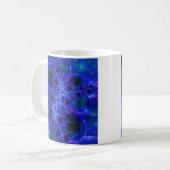 Glühstars | Fraktal in Blau und Weiß Kaffeetasse (Vorderseite Links)