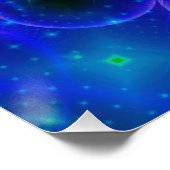Glühstars | Fraktal in Blau und Weiß Poster (Ecke)