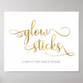 "Glühsticks" Goldfolie Imitate Hochzeitszeichen Poster (Vorne)