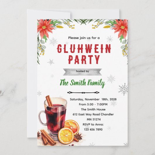 Gluhwein Party Christmas Party invitation Einladung (Vorderseite)