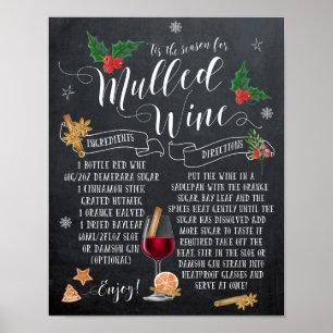 Glühweinrezept Weihnachtsfeiertagsdruck Poster