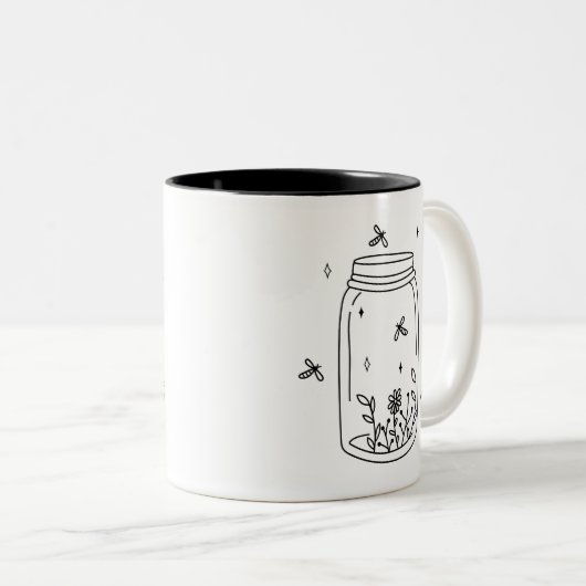 Glühwürmchen in einer Jar-Tasse Coffee Tee Cup Zweifarbige Tasse (VorderseiteRechts)