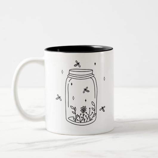 Glühwürmchen in einer Jar-Tasse Coffee Tee Cup Zweifarbige Tasse (Links)