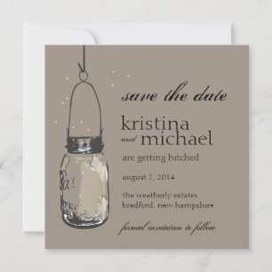 Glühwürmchen & Mason Jar Hochzeitseinladung Save The Date