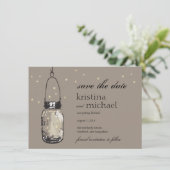 Glühwürmchen & Mason Jar Save the Date (Stehend Vorderseite)