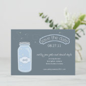 Glühwürmchen & Mason Jar Save the Date (Stehend Vorderseite)
